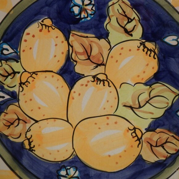 World Bazaars Lemon Citrus 13" Scalloped Serving Bowl Centerpiece Salad Fruit - Picture 4 of 8